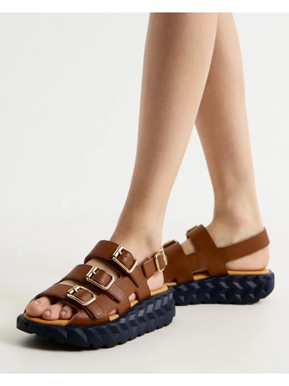 4CCCCEES Jabara Hash Sandals Brown Size 40